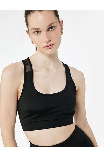 Koton Tulle Detailed Sleeveless U Neck Sports Bra (Aw 25)