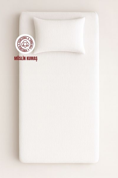 sutra 100% Cotton Muslin Fabric Single Fitted Sheet Set