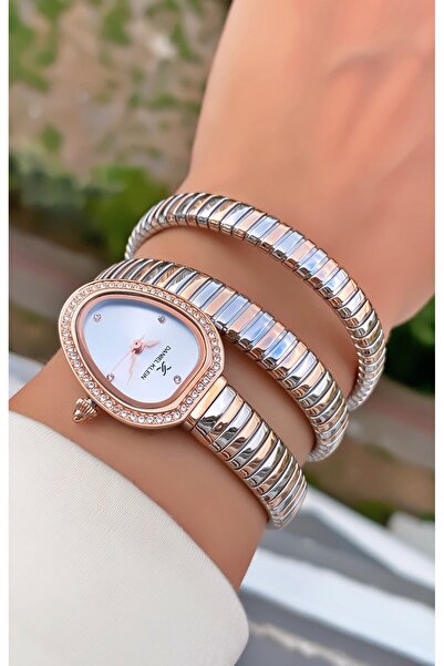 Daniel Klein Rose Silver Color Snake Watch, Wrap Around Watch, 2 Year Guarantee - Original- Women's Wrist Watch