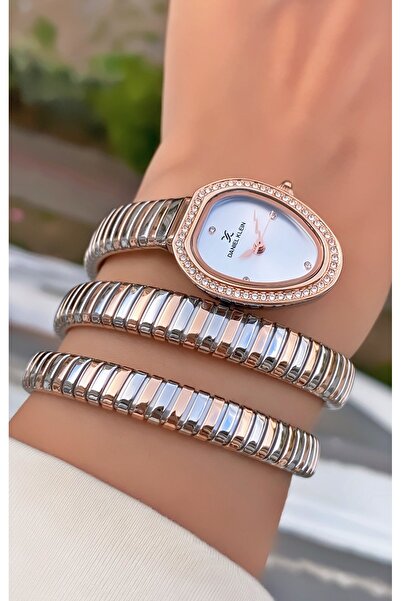 Daniel Klein Rose Silver Color Snake Watch, Wrap Around Watch, 2 Year Guarantee - Original- Women's Wrist Watch