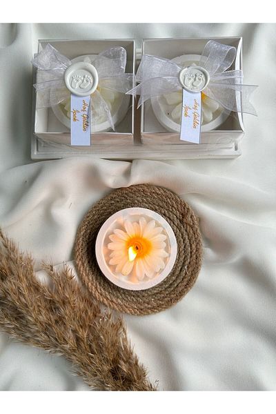 Bernami 10 Pieces of Wedding Favors Promise Engagement Henna Wedding Birthday Gift Daisy Candle