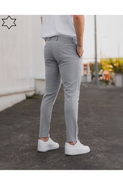 wamoss New Season Slim Fit Linen Trousers with Belt and Tongue Closure Dil15