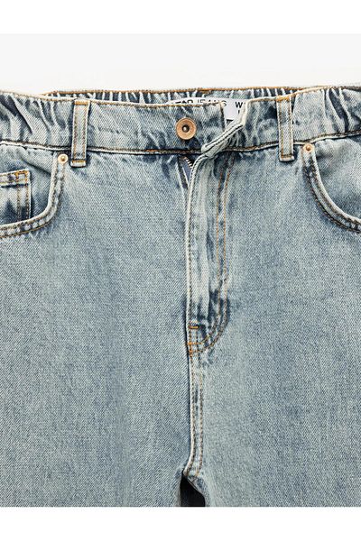 Koton High Waist Button Pocket Straight Leg Mom Fit Jean Pants - Mom Slim Jean (Aw 25)