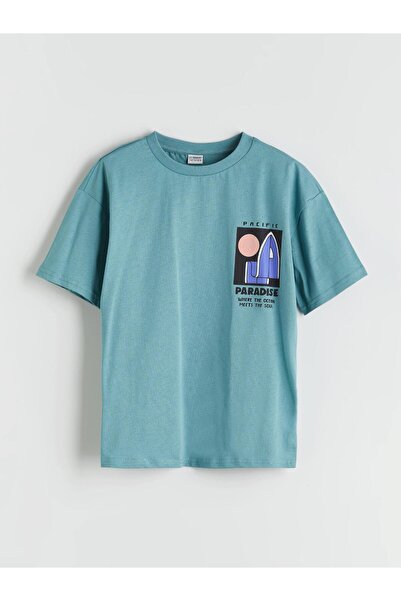 LC Waikiki Lcw Kids Green Crew Neck Boy's T-Shirt