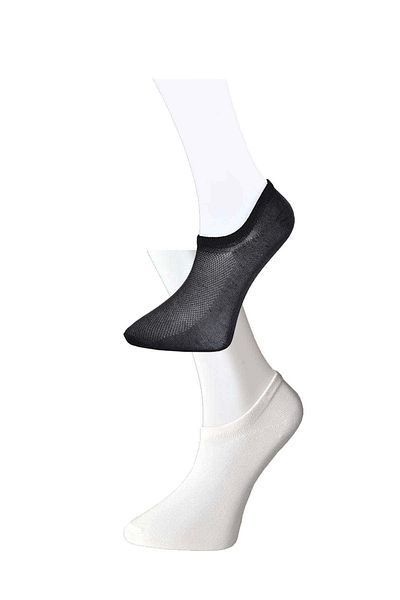 PRATİKOBA Black and White Men's Invisible Socks 12 pairs