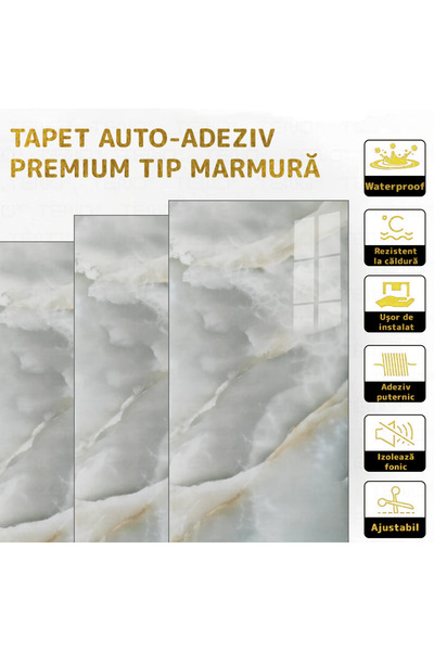 Teno Set of 70x Premium 3D Marble Wallpaper Teno®, coverage area 12.6 sqm, 30x60 cm, green