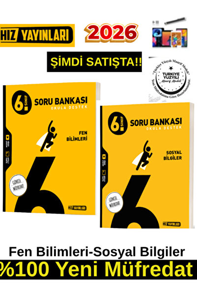 Hız ve Renk Yayınları Hız 2026 6.Sınıf Fen-Sosyal Bilgiler %100 Yeni Marif Müfredat Soru Bankası+Android Kalem