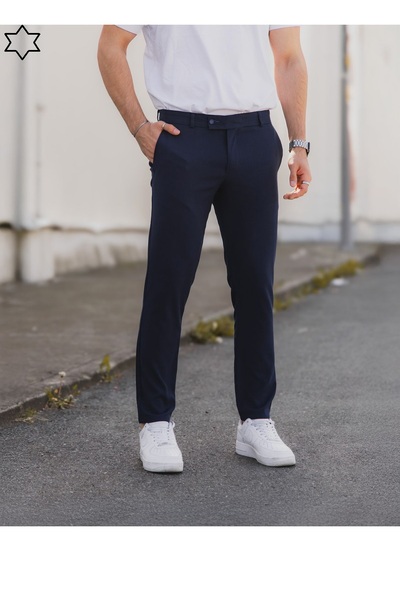 wamoss New Season Slim Fit Linen Trousers with Belt and Tongue Closure Dil14