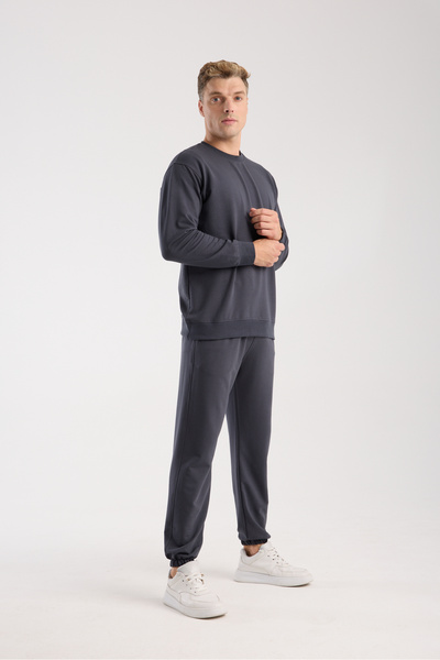 kaphone 10 Ανδρικό σετ αθλητικής φόρμας από ελαστικό βαμβάκι με oversized τεμάχια με λαιμόκοψη