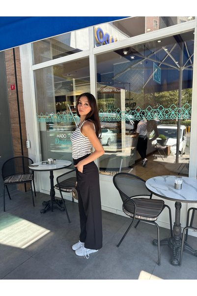 Cherry Lane High Waist Palazzo Trousers – Black