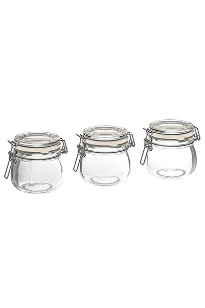 IKEA 6 Adet Sızdırmaz Kapaklı Cam Kavanoz Hacim 130 ml 6'lı Set Saklama Kavanozu Reçellik Şeffaf