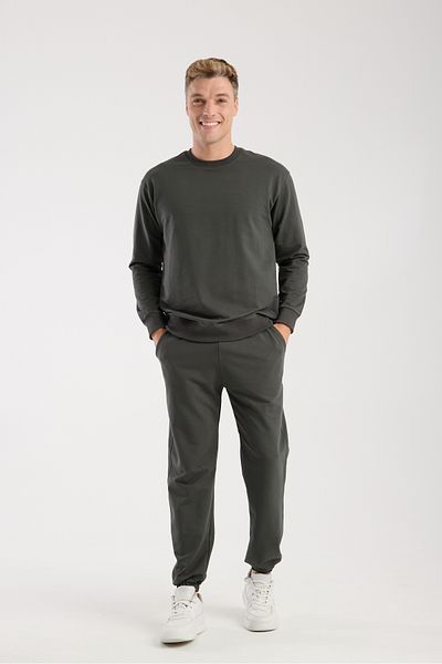 kaphone 10 Men's 0 Collar Oversize Leg Elastic Cotton Tracksuit Set