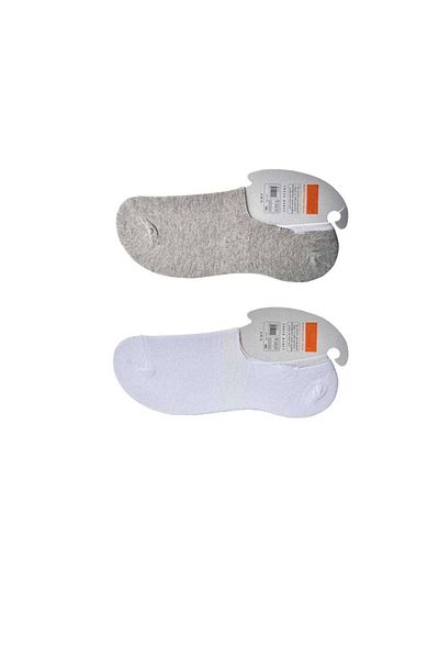 PRATİKOBA Gray and White Men's Ballerina Socks 6 pairs