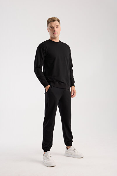 kaphone 10 Ανδρικό σετ αθλητικής φόρμας από ελαστικό βαμβάκι με oversized τεμάχια με λαιμόκοψη