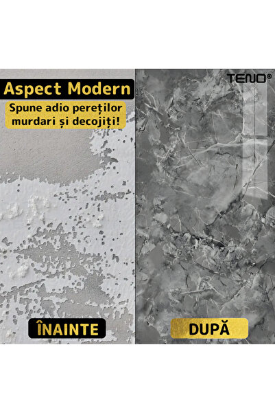 Teno Set of 80x Premium 3D Teno® Marble Wallpaper, coverage area 14.4 sq m, 30x60 cm, black grey