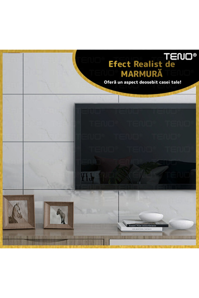 Teno Set of 80x Premium 3D Teno® Marble Wallpaper, coverage area 14.4 sq m, 30x60 cm, white