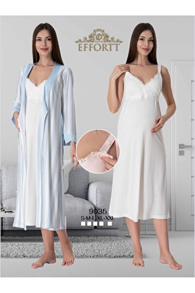 EM&FA TEKSTİL Hamile Lohusa Sabahlıklı Gecelik Takımı