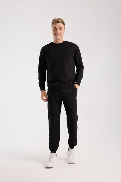 kaphone 10 Men's 0 Collar Oversize Leg Elastic Cotton Tracksuit Set
