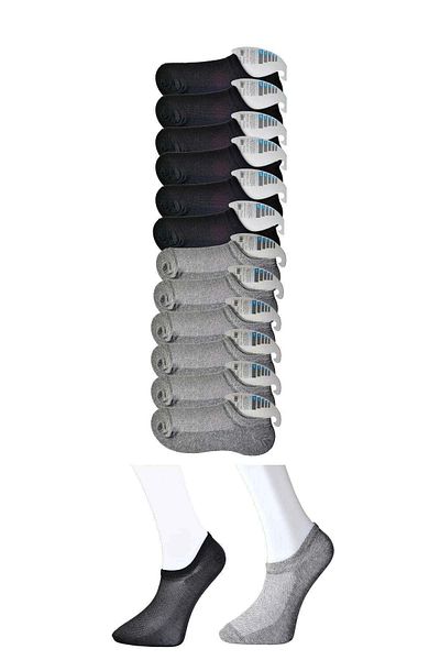 PRATİKOBA Black and Gray Men's Invisible Socks 12 pairs