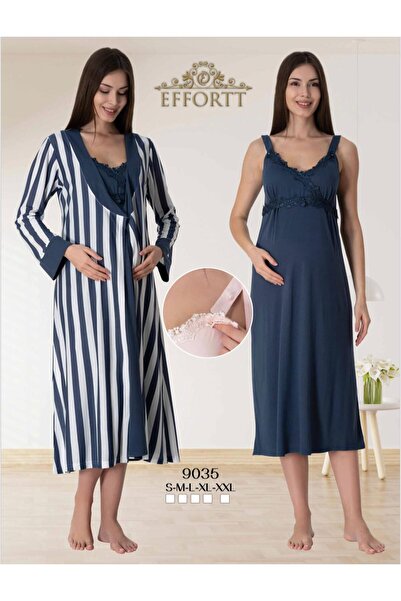 EM&FA TEKSTİL طقم ثوب نوم للحوامل مع ثوب صباحي