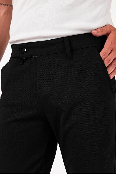 wamoss New Season Slim Fit Belted and Tongue Closure Linen Trousers Dil11