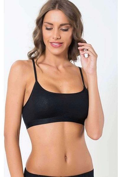PRATİKOBA Elite Life Women's Thin Strap Seamless Black Bustier 851