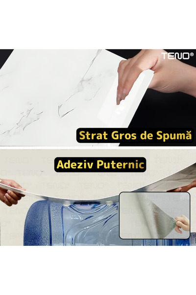 Teno Set 50x Tapet Marmura Premium 3D Teno®, suprafata acoperire 9 mp, 30x60 cm, alb perlat