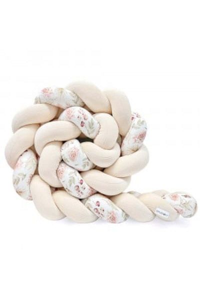 Sparrow Braided cot bumper, made of velvety cotton, Sparrow, Velvet Almond Flowers, 340 cm