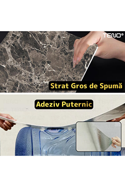 Teno Set of 90x Premium 3D Teno® Marble Wallpaper, coverage area 32.4 sq m, 60x60 cm, brownish gray