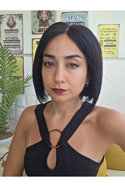 Perukçu Alev GERÇEK SAÇ TÜL PERUK HERYÖNE AYRILAN SİYAH SAÇ PERUK SNOP MODEL
