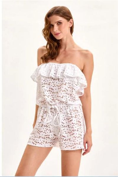Modestia Argento 2114-2080 Women's Strapless Lace Jumpsuit - White - m