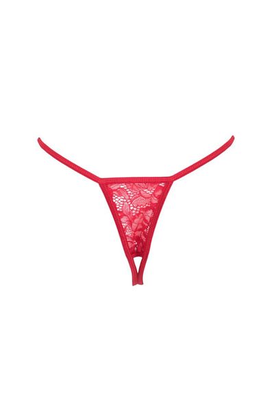 OEM Red G-String with Lace & Silver Strass for Women ONE SIZE 97-102CM