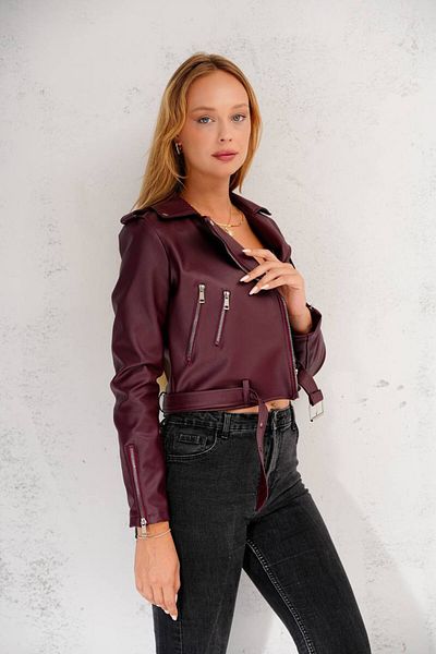 02Lady Fashion Jachetă de piele cu detaliu curea cu fermoar