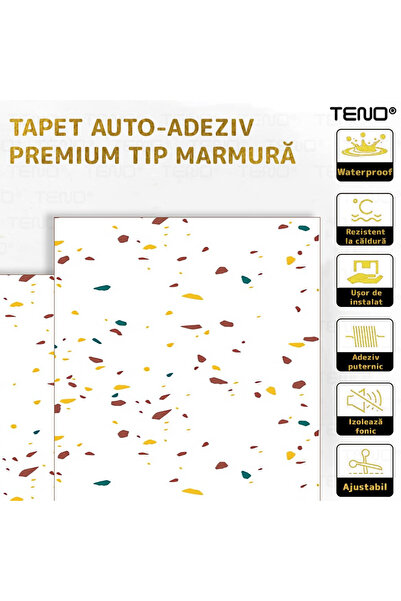 Teno Set 20x Tapet Marmura Premium 3D Teno®, suprafata acoperire 7.2 mp, 60x60 cm, alb pestrit