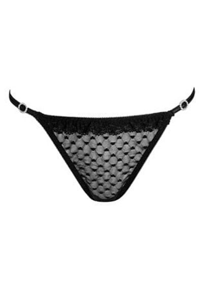 OEM Black Lace String Panties with Hearts and Rhinestones One Size 97-102CM