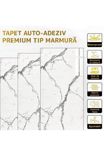 Teno Set 90x Tapet Marmura Premium 3D Teno®, suprafata acoperire 16.2 mp, 30x60 cm, alb