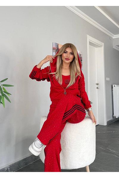 Bella Belluci Premium Stone Embroidered Red Suit
