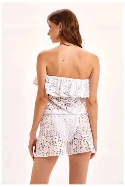 Modestia Argento 2114-2080 Women's Strapless Lace Jumpsuit - White - m
