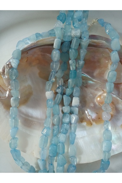 Mudita Tasarım Amorf kesim Aquamarine taşı kolye