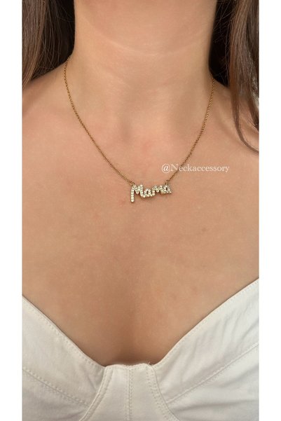 NECK ACCESSORY Çelik Mama Yazılı Kolye