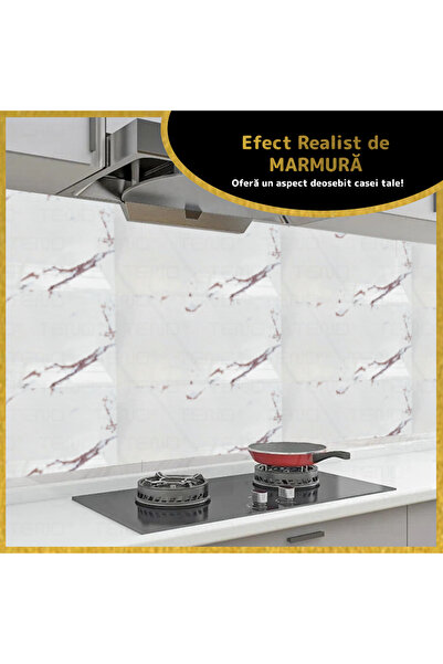 Teno Set of 80x Premium 3D Teno® Marble Wallpaper, coverage area 14.4 sq m, 30x60 cm, white