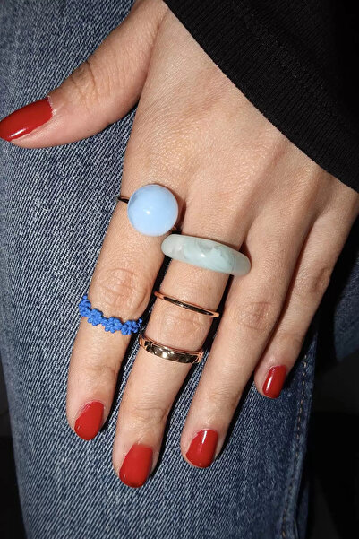 Mutenaura مجموعة من 5 خواتم قابلة للتعديل بأشكال مختلطة