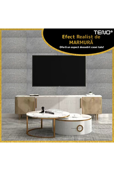 Teno Set 10x Tapet Marmura Premium 3D Teno®, suprafata acoperire 1.8 mp, 30x60 cm, gri