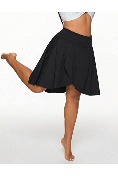 MAROVOAY Mini Flared Skirt with Legging Inside and Pocket Detail, Cross Slit at the Front