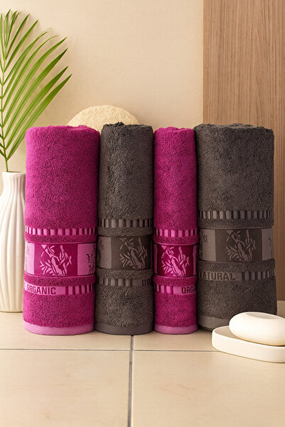 MY FLOWERS 4'Lü Bambu Banyo Havlu Seti