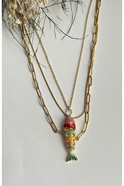 mibrillo Çelik balık üçlü kolye ( iki taraflı kullanıma uygun )