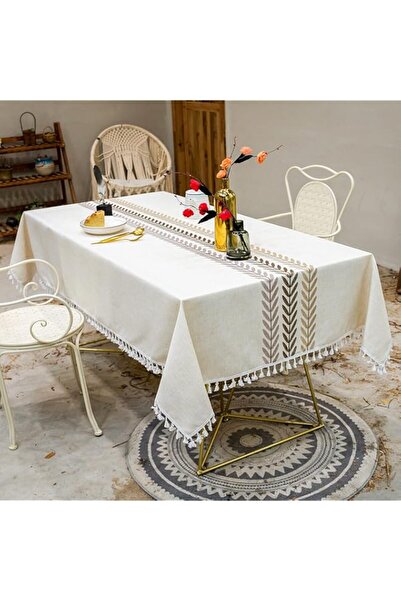 Generic مفرش طاولة مستطيل من فيكولا، غطاء طاولة متين يتسع من 4 إلى 8 مقاعد، م...