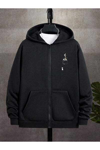 Deep sense Ανδρικό φούτερ με φερμουάρ με κουκούλα, χειμερινή σχολική ζακέτα με ανάλαφρο σχέδιο