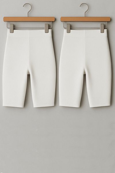 EFFE 2 Pieces Ribbed Slim Fit Biker Leggings