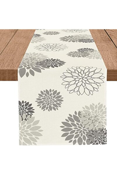 Generic مفرش طاولة نيمبوس نوت رمادي بنقشة داليا، مفرش طاولة عصري أنيق باللون ...